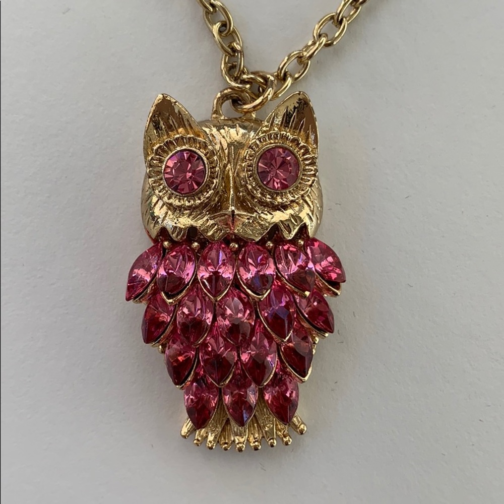 TULESTE MARKET OWL PENDANT NECKLACE GOLD PINK.